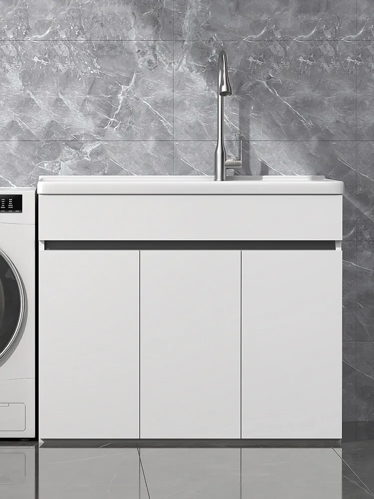 Cx honeycomb aluminum laundry cabinet ceramic integrated, household balcony with rubbing board laundry pool basin