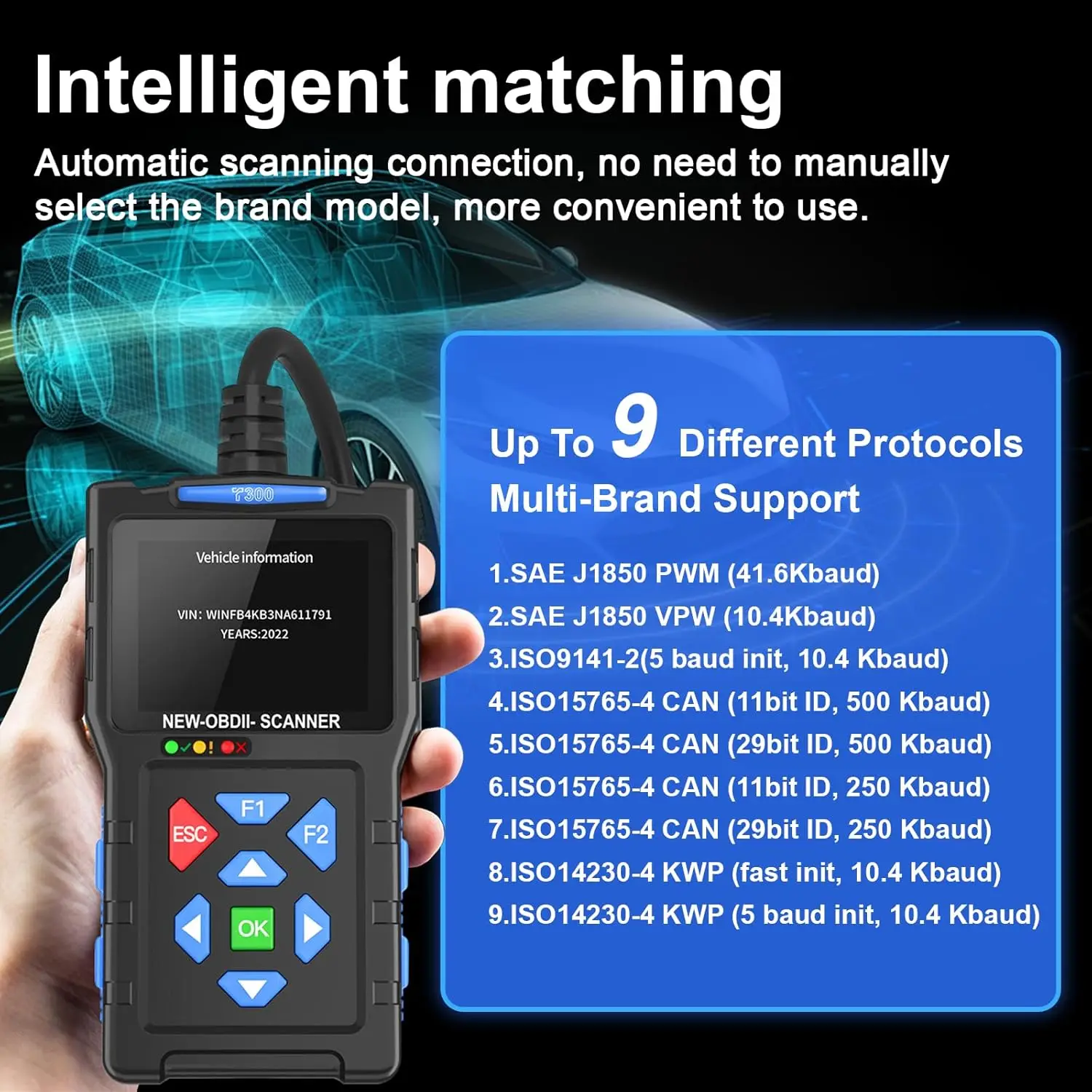 الماسح الضوئي Topdiag T300 Obd2، قارئ الرمز وأدوات المسح الضوئي I/M استعداد بدء اختبار الشحن وضع الاختبار 6 وضع 8 اختبار البطارية للسيارات