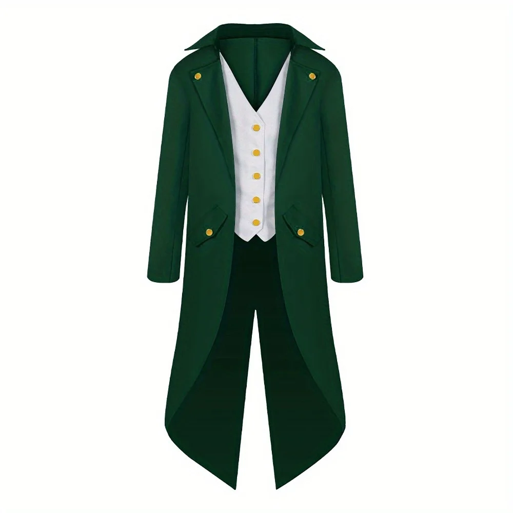 Irish St. Patrick's Day Steampunk-Frack-Set für Herren – formeller Leiteranzug, Festival-Bühnenoutfit
