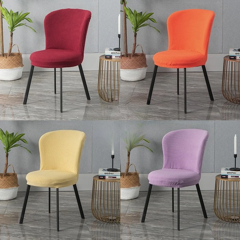 4Pcs Arc Shape Chair Cover Stretch Dining Chair Slipcover for Kitchen Hotel Wedding Banquet Office Bedroom Anti Dirty
