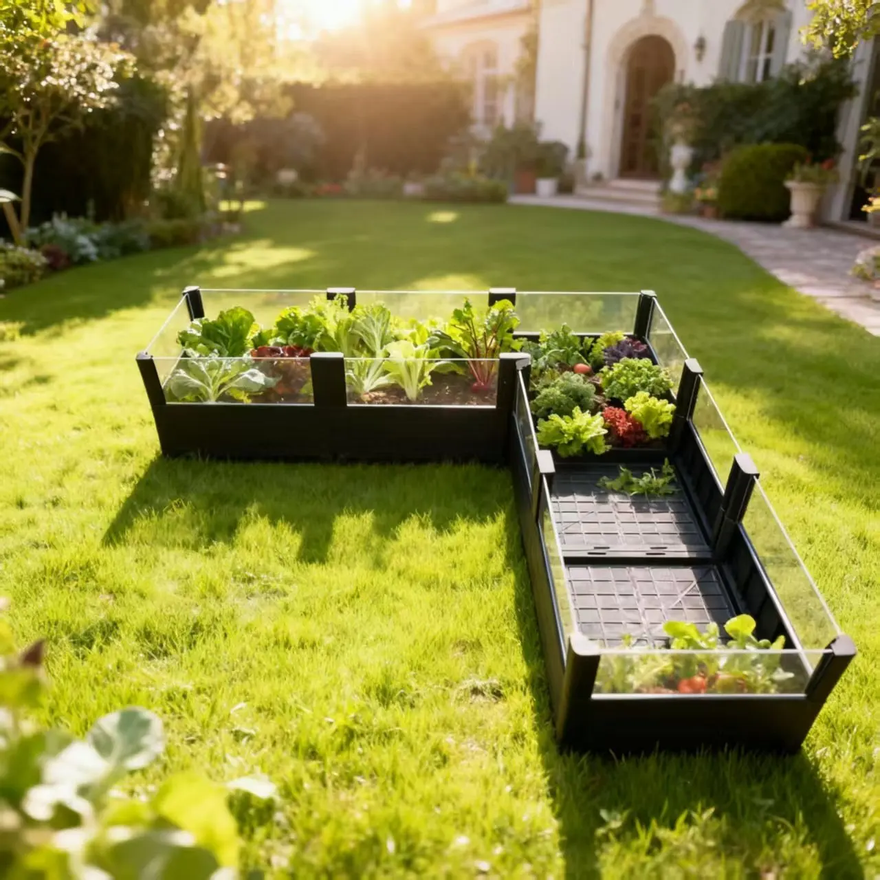 Vegetable planting box, family balcony, vegetable planting special artifact, roof L rectangular plastic flower pot, large flower