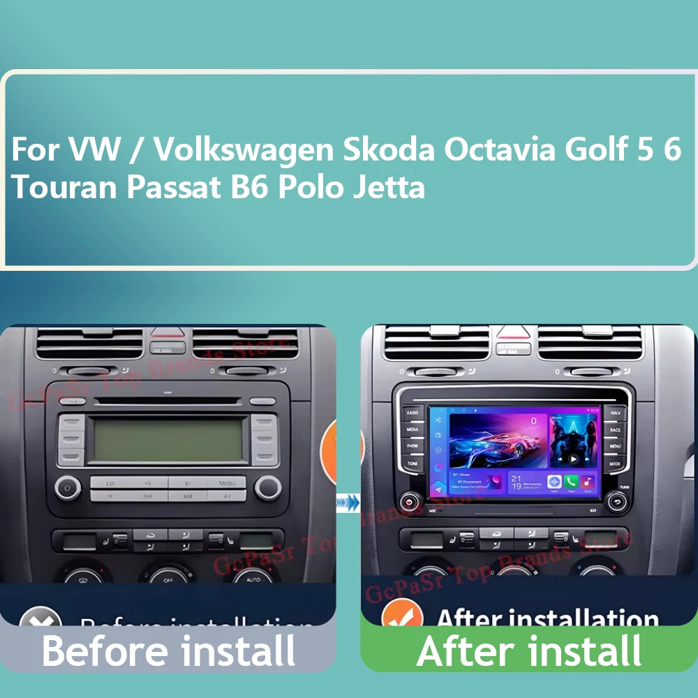 GPS Carplay For VW / Volkswagen Skoda Octavia Golf 5 6 Touran Passat B6 Polo Jetta Multimedia Player 4G Navigation 4G+WiFi RDS