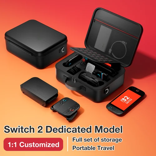 Imagen 2 del producto Bolsa de transporte grande para Switch 2, bolsa de almacenamiento de viaje impermeable, cargador y mango antiarañazos, se puede almacenar accesorios de juego