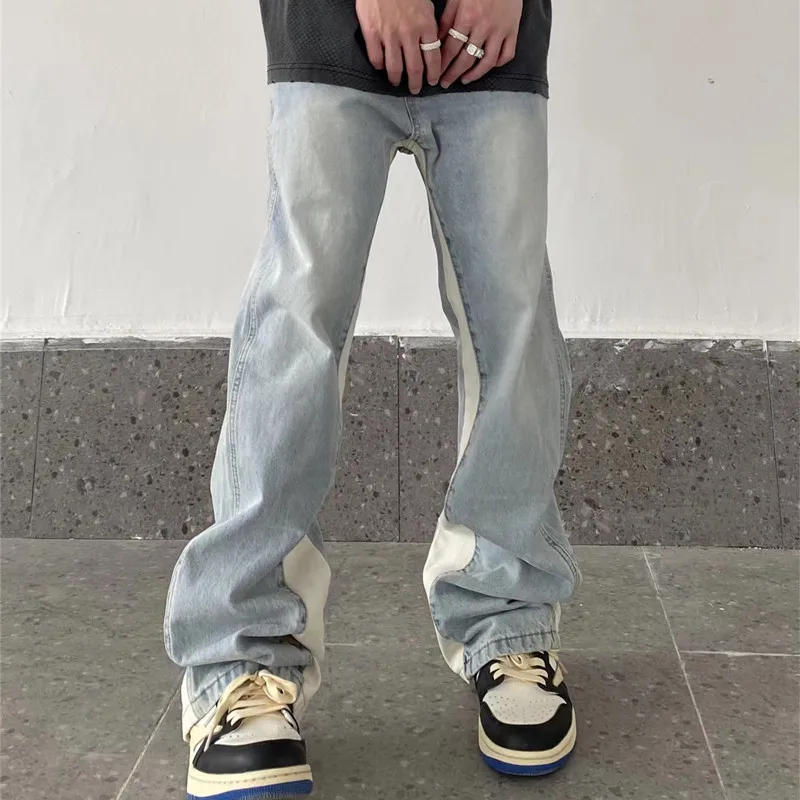 2026 Neue Mode Patchwork Retro Washed Baggy Herren Schlagjeans Hip Hop Gerade Damen Vintage Denim Hosen Pantalon Homme – Detail 11