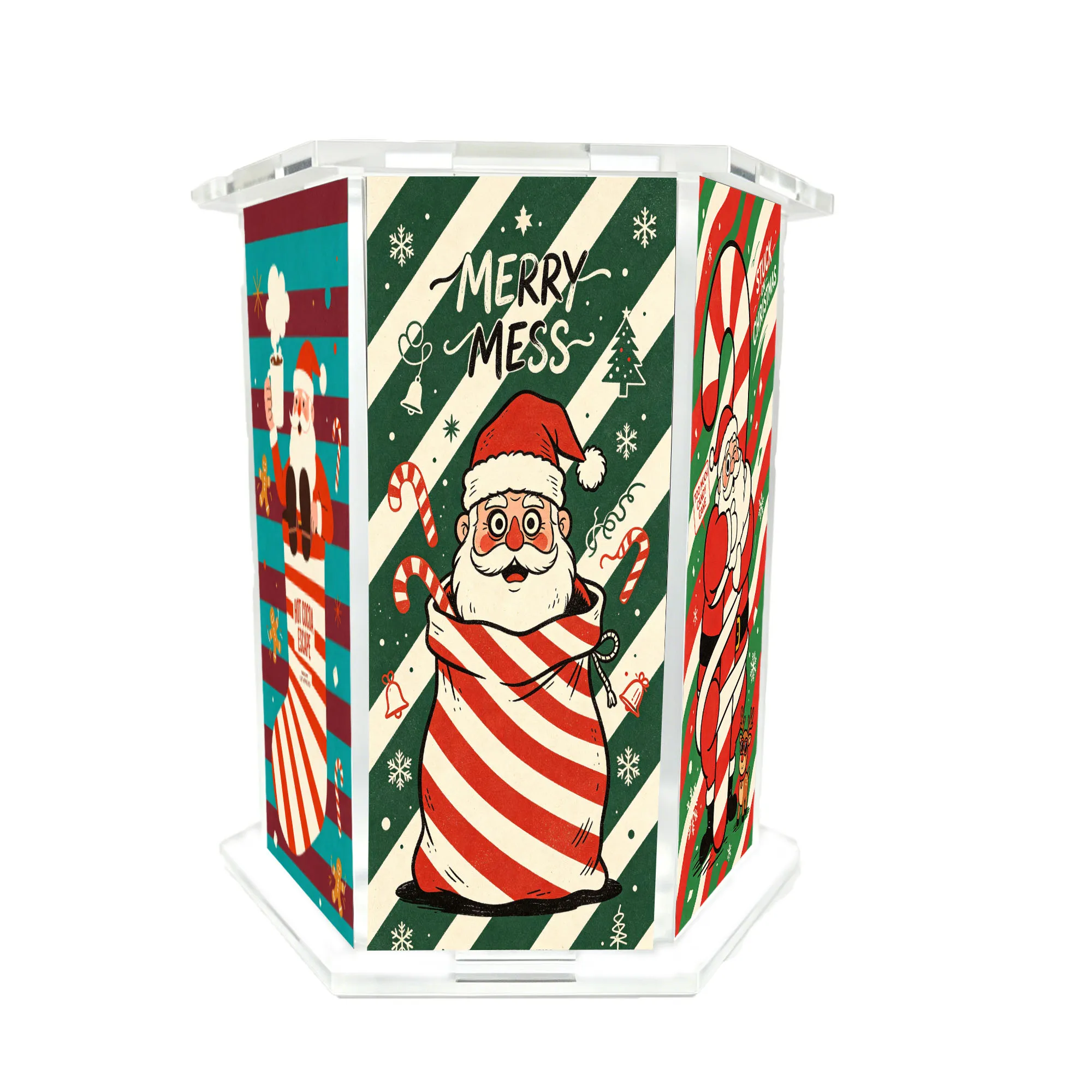 1pc Christmas Santa-themed hexagonal pen holder - gift for others, school reward item