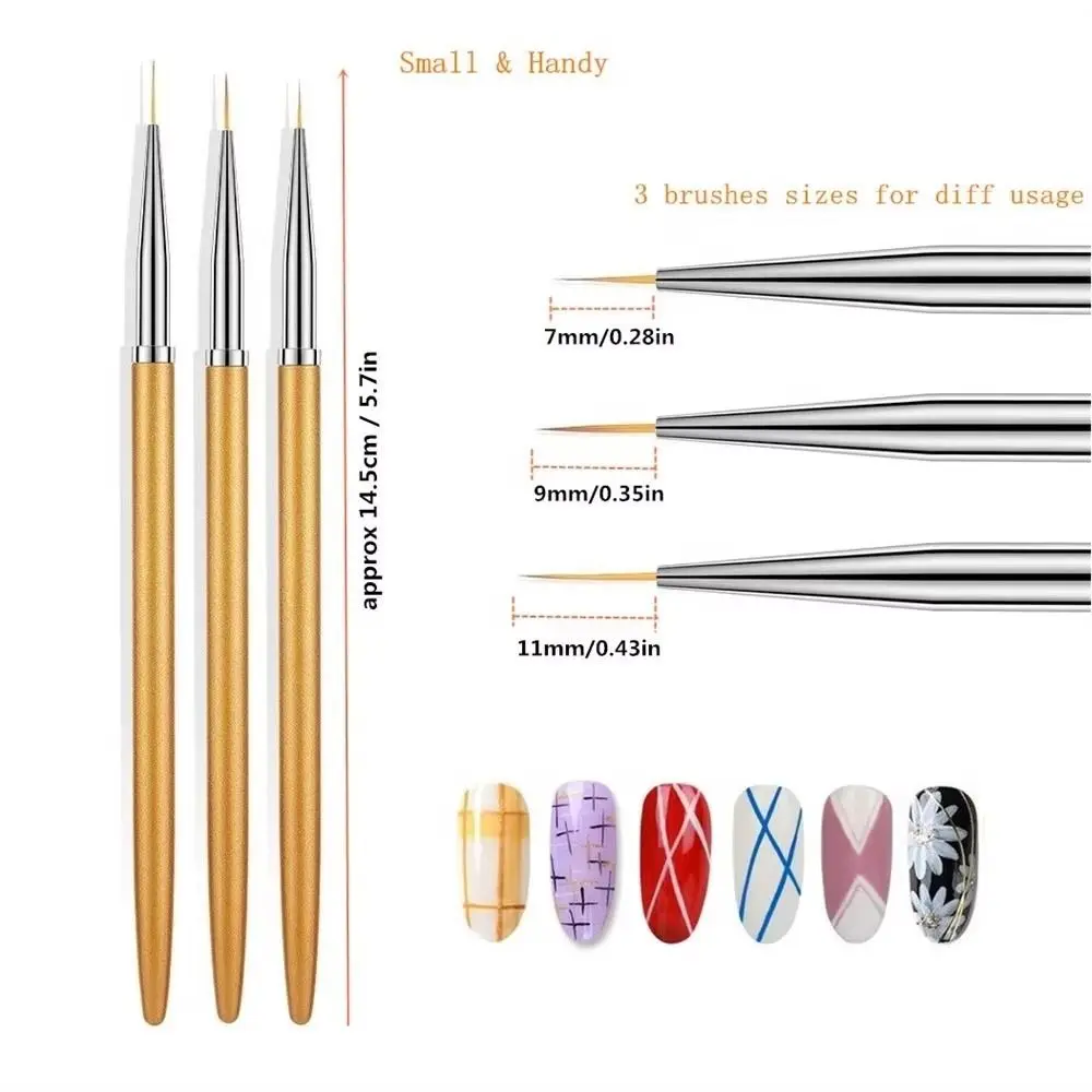 Nouveau acrylique Nail Art Liner brosse 3D conseils français rayure UV Gel brosses ligne rayures manucure outils