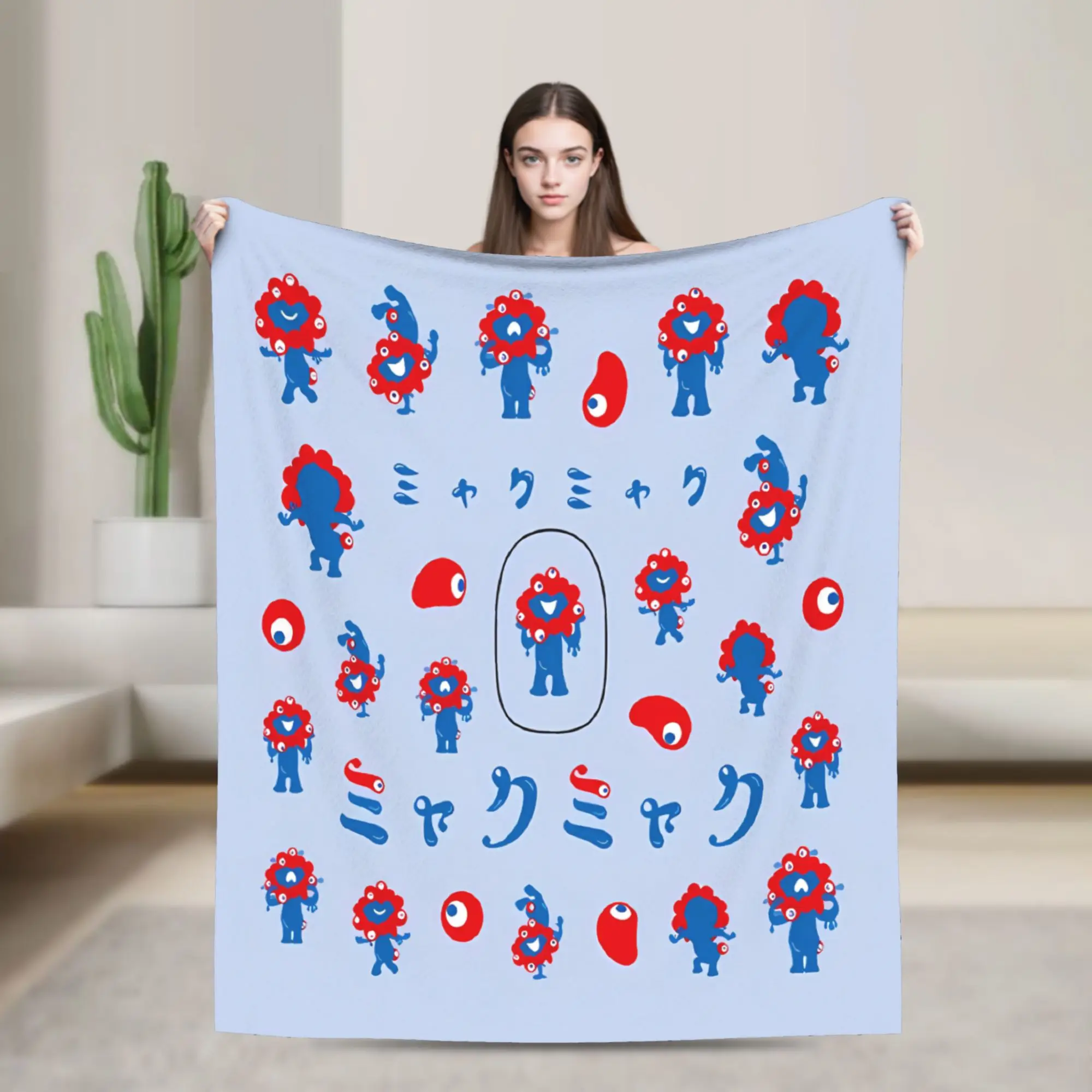Kawaii Blanket Quality Warm Soft M-MyakuED M-MyakuS Throw Blanket Spring Boy Girl Couch Chair Fluffy Bedspread