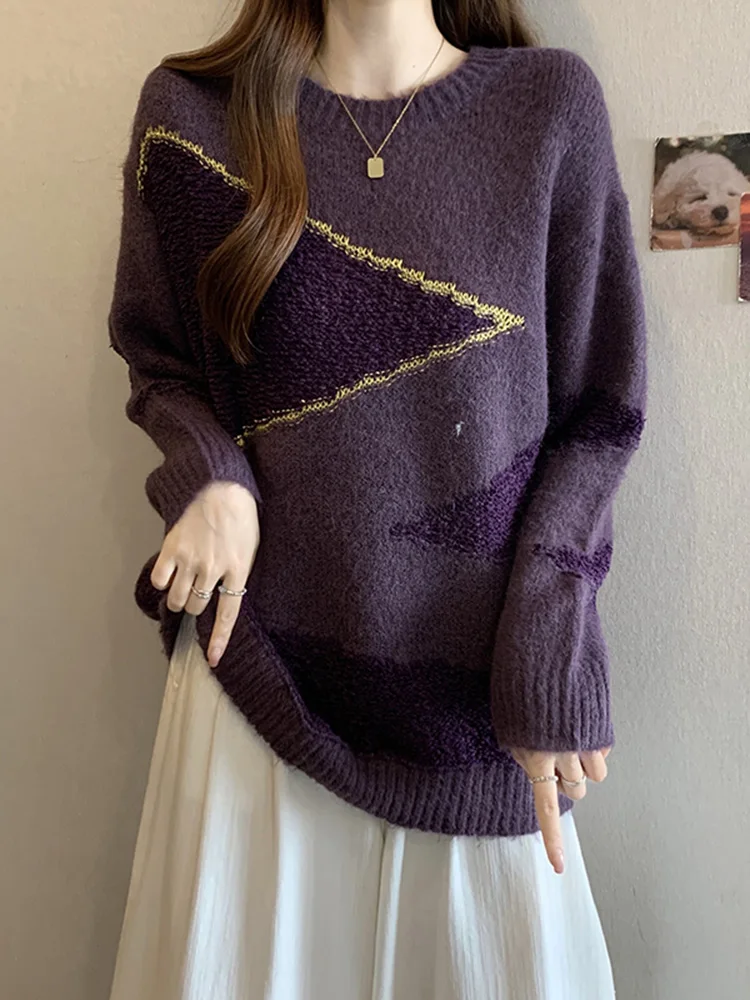 

Large Size Long Sve Knitted Sweater Women's Autumn Winter Faionable Base Layer irt Korean Sle Casual Simple Design