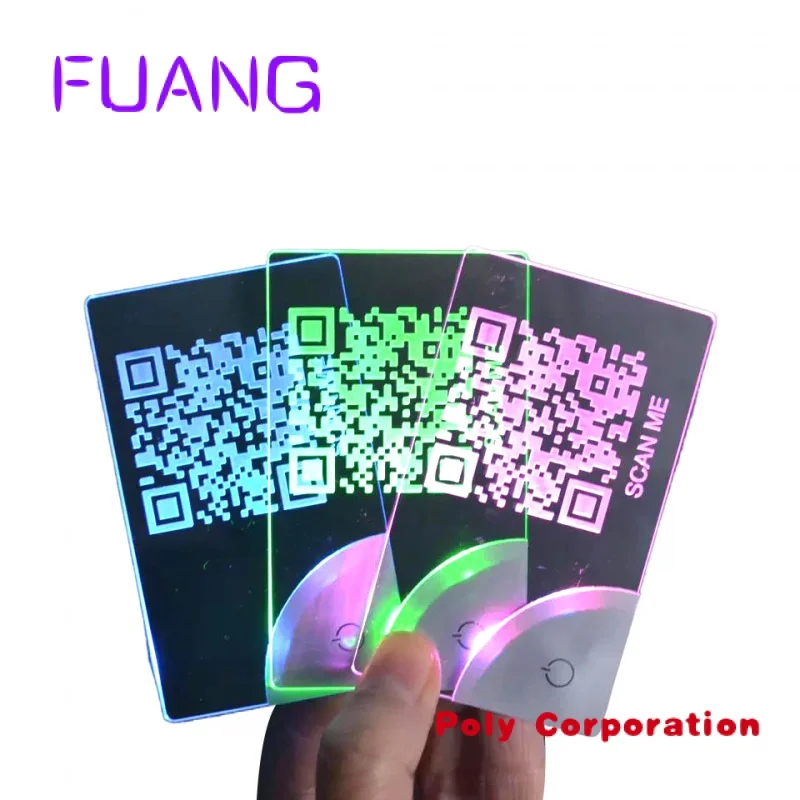 

Custom RGB Led Acrylic Luminous Visitor Card Luxury Metal Laser Engraving Business Card Blank Card NFC