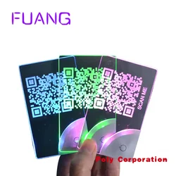 RGB LED 아크릴 발광 방문객 카드, 명함 블랭크 카드, 고급 금속 레이저 조각, NFC