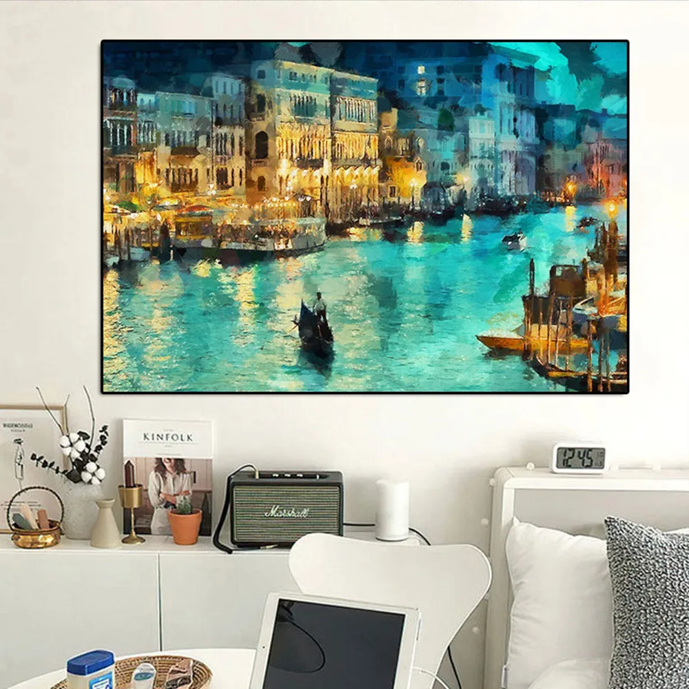 

Abstract Water City Venice Graffiti Canvas Painting Retro Classic Travel Poster Colorful Landscape Wall Art Room Home Decor Gift