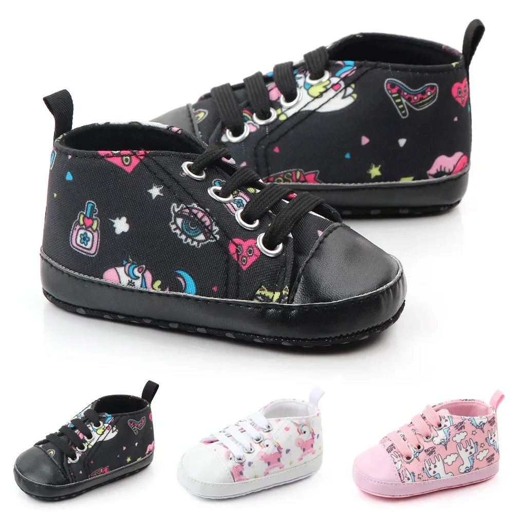 Unicorn Canvas Shoes Newborn Baby Birth Anti-slip Shoes for Baby  0 To 18 Months Classic Sneaker  Kids Walking Shoes