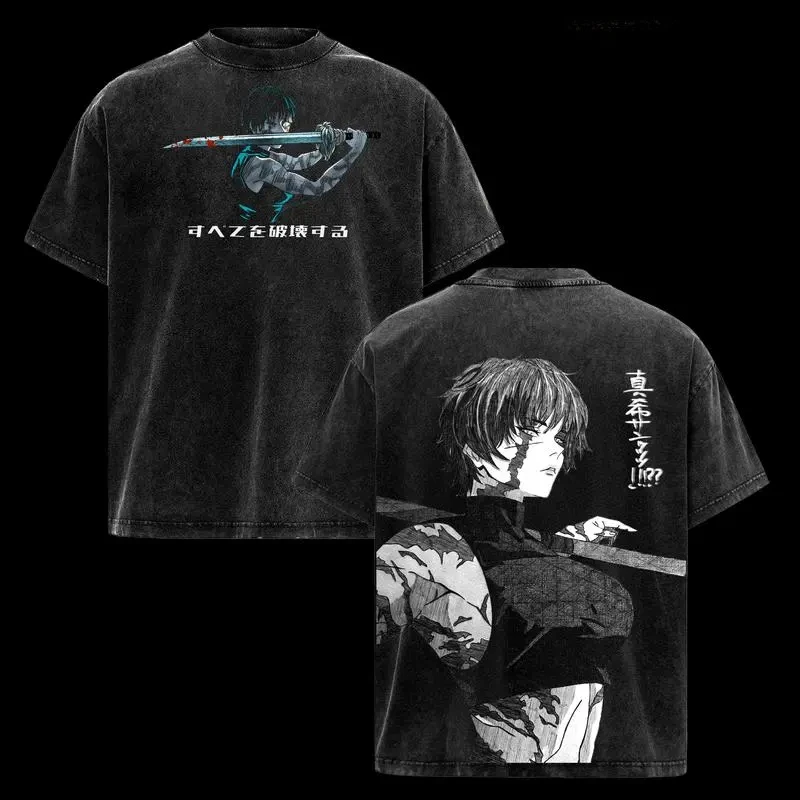 2026 Anime Jujutsu Kaisen Zenin Maki Bedrucktes T-Shirt für Herren und Damen, gewaschenes T-Shirt, hochwertiges Vintage-Baumwoll-T-Shirt-Oberteil