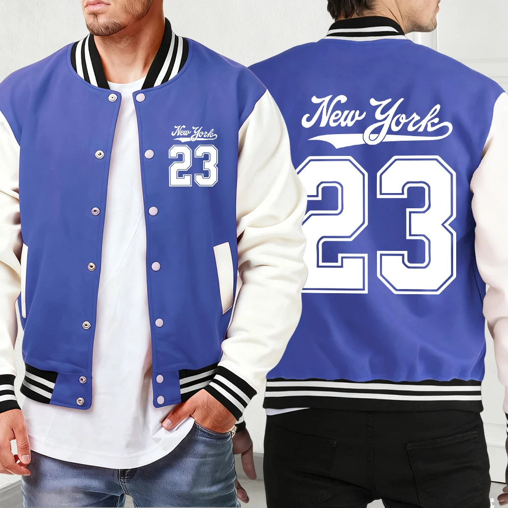 

Куртки с принтом New York Number 23, унисекс, уличная карманная спортивная одежда, осенняя классическая бейсбольная форма, свободная модная мужская одежда