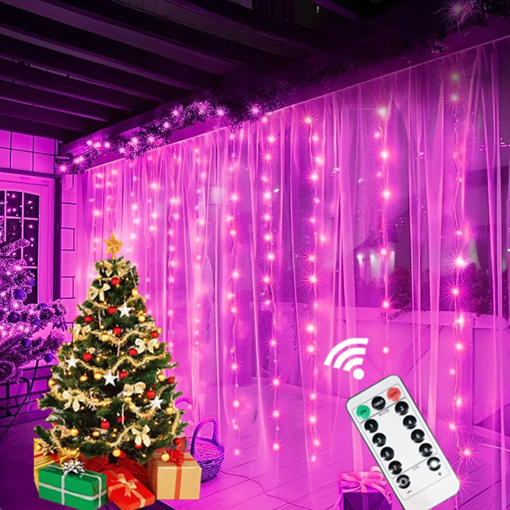 

3/6M USB Curtain String Light Christmas Halloween Garland Holiday Led Light Fairy Light 8 Modes Wedding Party Home Bedroom Decor