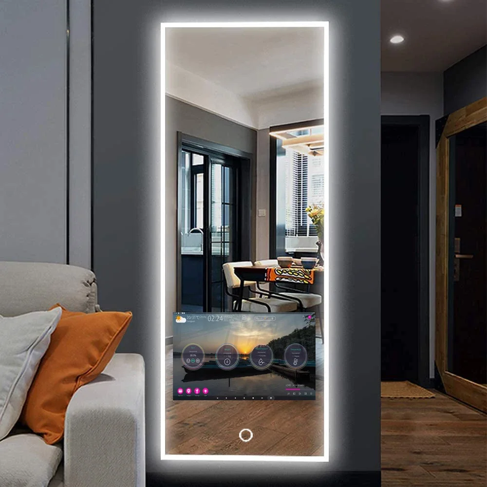 Factory Price Beauty Salon Smart Mirror Fashion Led Bathroom Tv Smart Mirror Full Length With Led Light Wall Bath Makeup Mirror