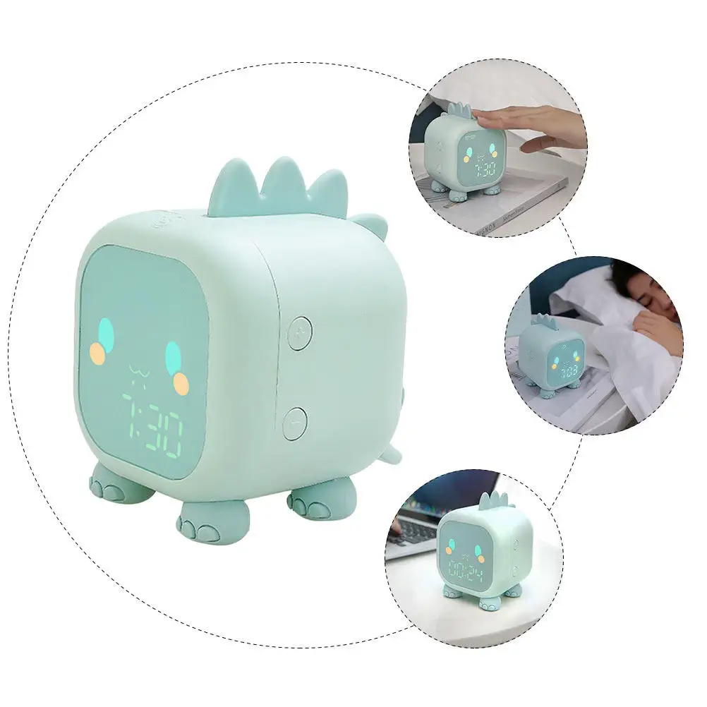 1Pcs Cartoon Silicone Digital Alarm Clock USB LED Night Light Bedside Sleep Sound Nap Timer Alarm Clock Sleep Sound Machine