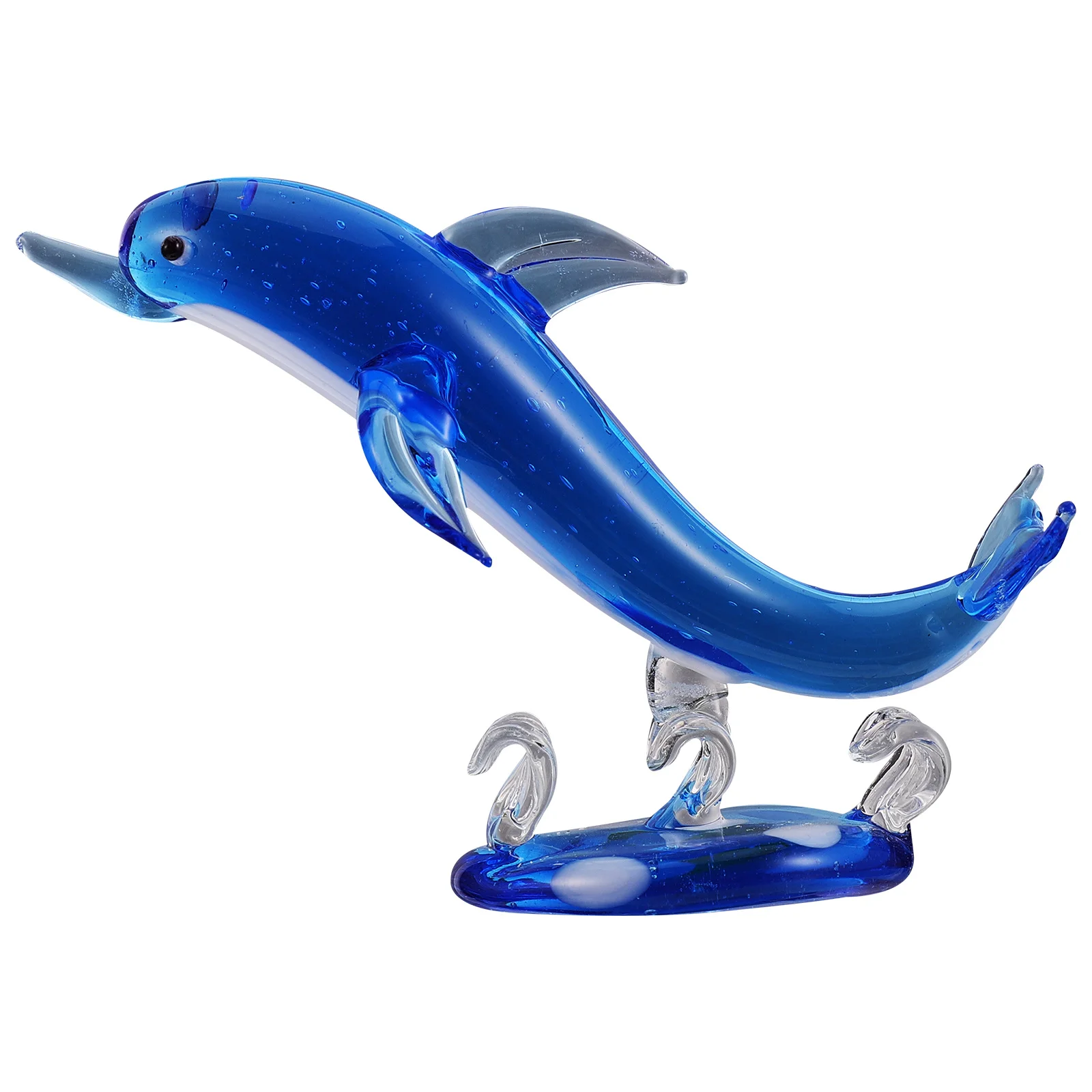 

1Pcs Dolphin Statue Premium Colored Glaze Hand Blown Art Glass Decorative Sculpture for Living Room Bedroom Desktop Showcase