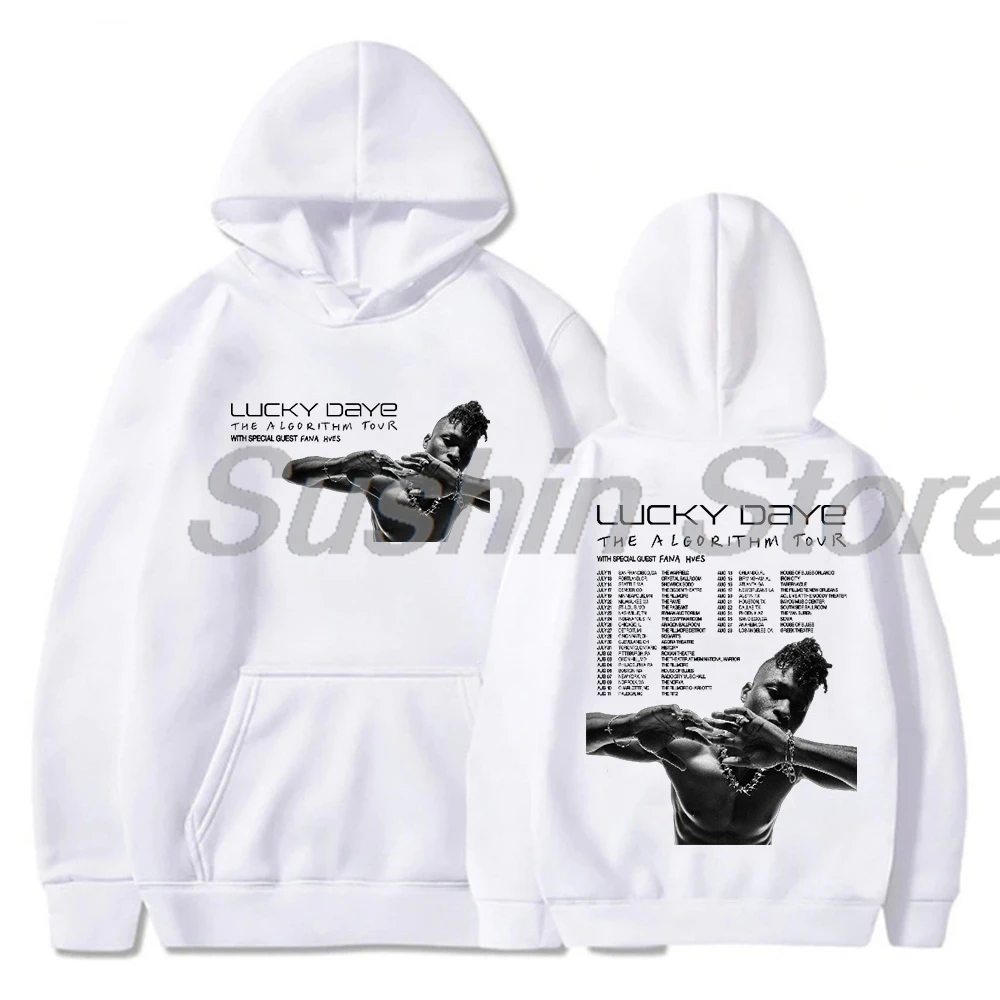 Lucky Daye The Algorithm Tour Hoodie 2024 Long Sleeve Streetwear Women Men Hooded Sweatshirt Hip Hop Clothes