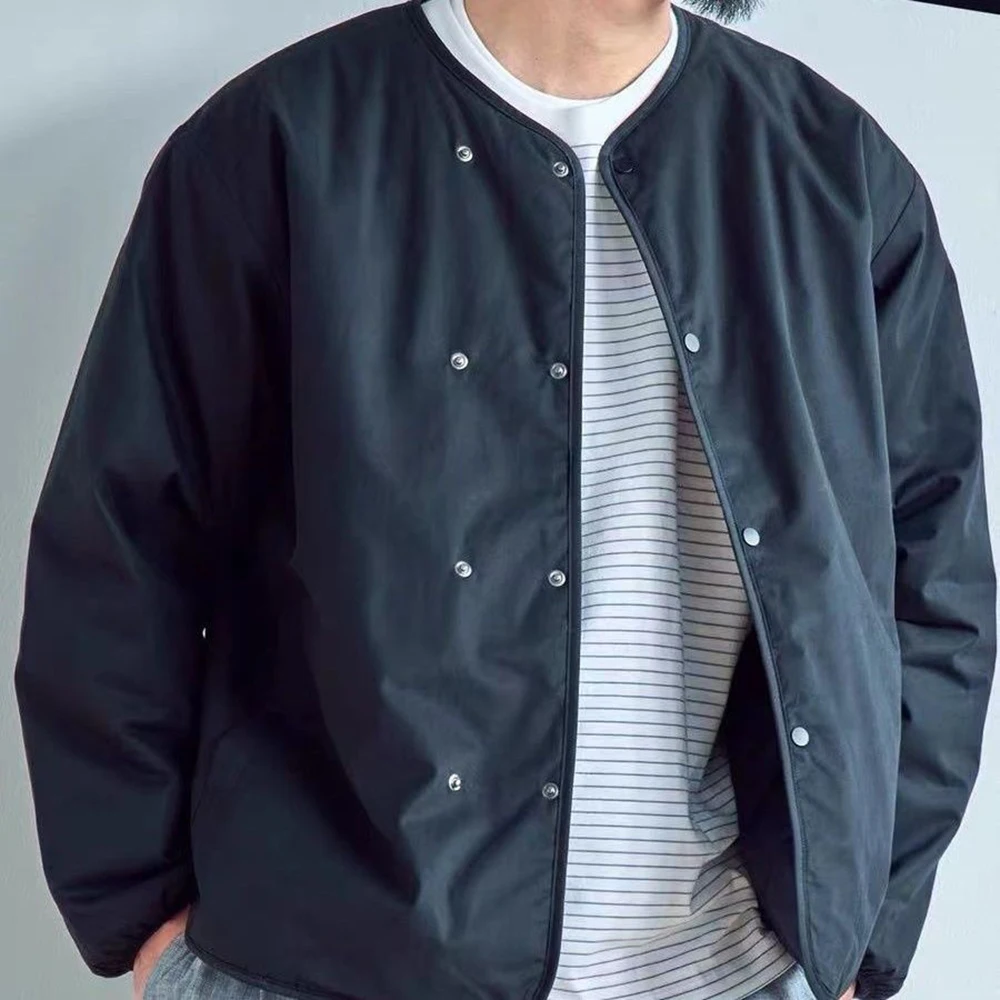 

2025 зимняя новая мужская однотонная куртка с длинными рукавами, американская ретро-мода, модный уличный повседневный свободный нишевый мужской топ