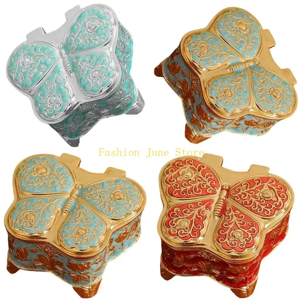 

N5KA Jewelry Case Multifunctional Jewelry Box with Butterfly Metal Texture