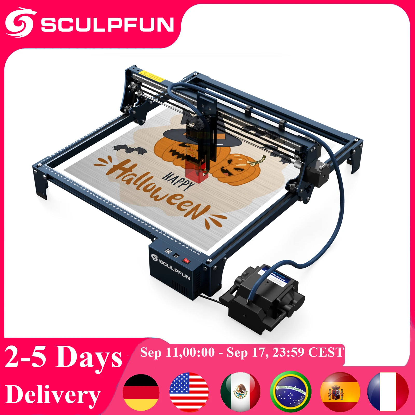 SCULPFUN S30 Laser Engraver High-precision Fixed-Focus 5W CNC Laser Cutter and Engraver Machine With Automatic Air-assist System