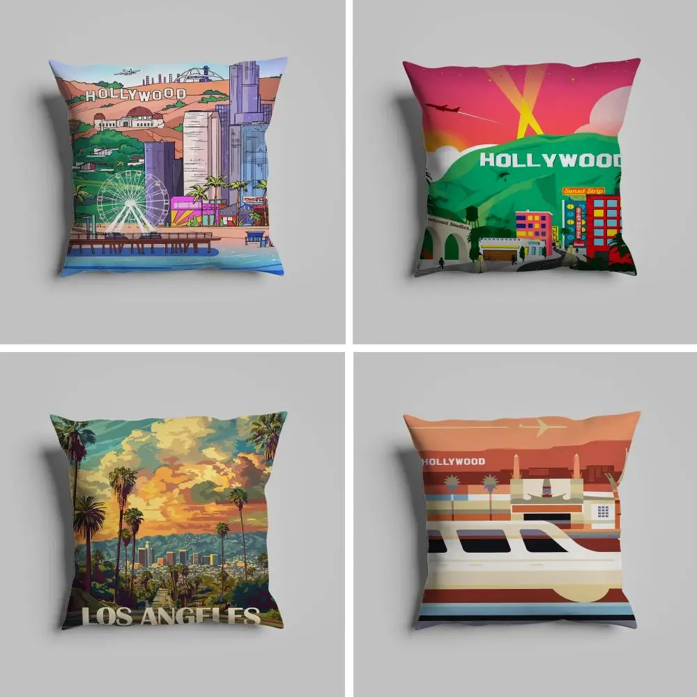 

Carton Los Angeles Pillow Case luxurious home office, sofa decorative Multi sized car seat cushions, pillowcases