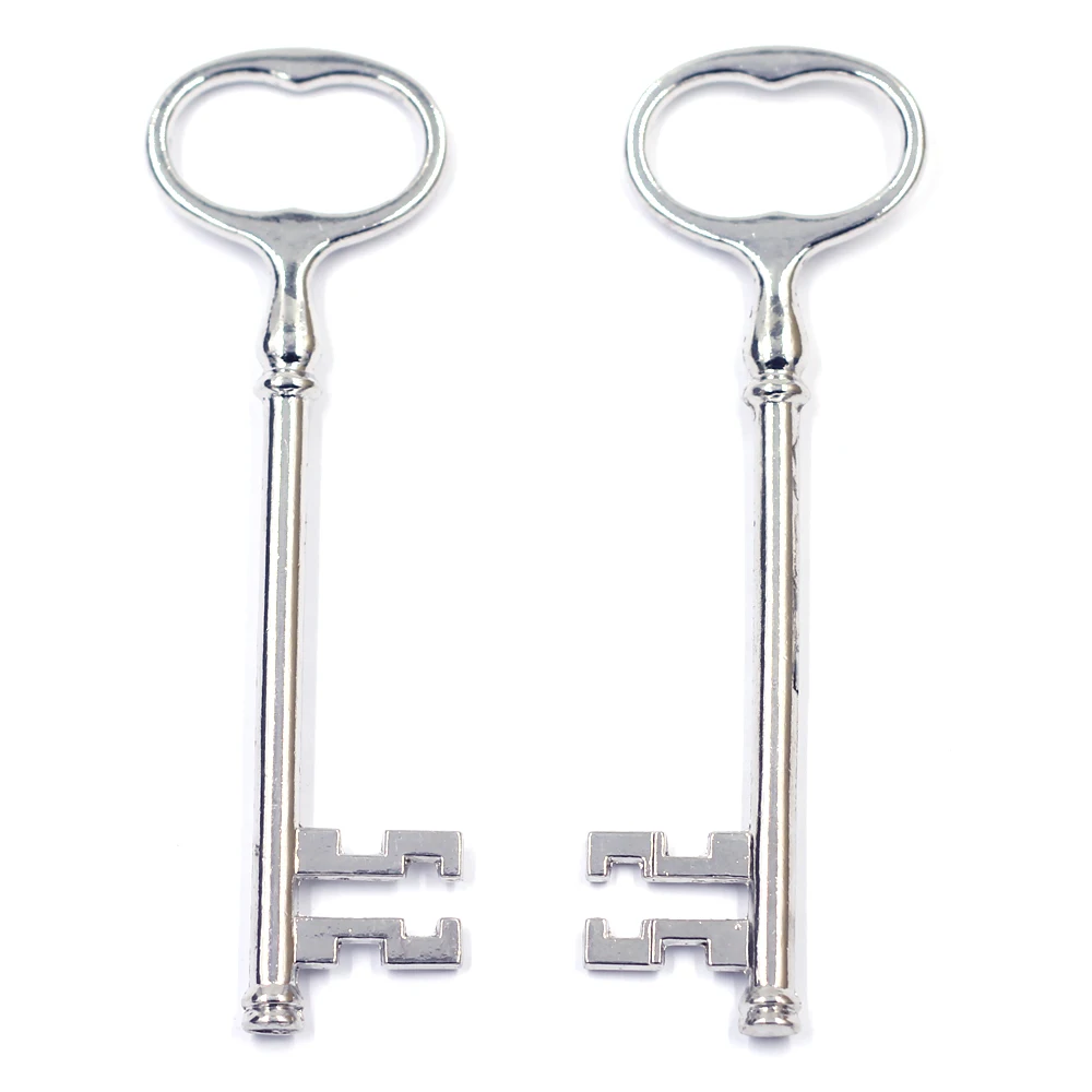 

20Pcs Silver Tone Key Shape Charms Pendants Crafts Jewelry Component 9.8x3cm(3 7/8"x1 1/8")