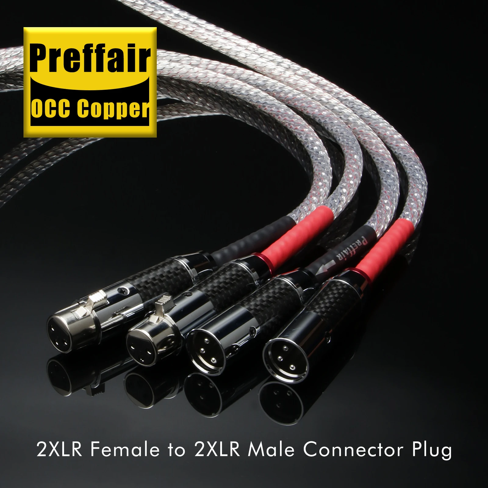 Preffair X438 Hifi 2RCA/2XLR Cables with Rhodium Plating RCA Male 3 Pins XLR Audio Cable for Audio Amplifier