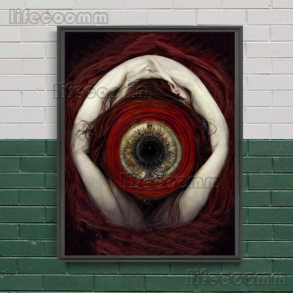 مجردة الرعب القوطية عيون داكنة خمر الرسم على لوحات القماش الجدارية عين التناسخ في الجحيم ملصق فني وطباعة ديكور #4