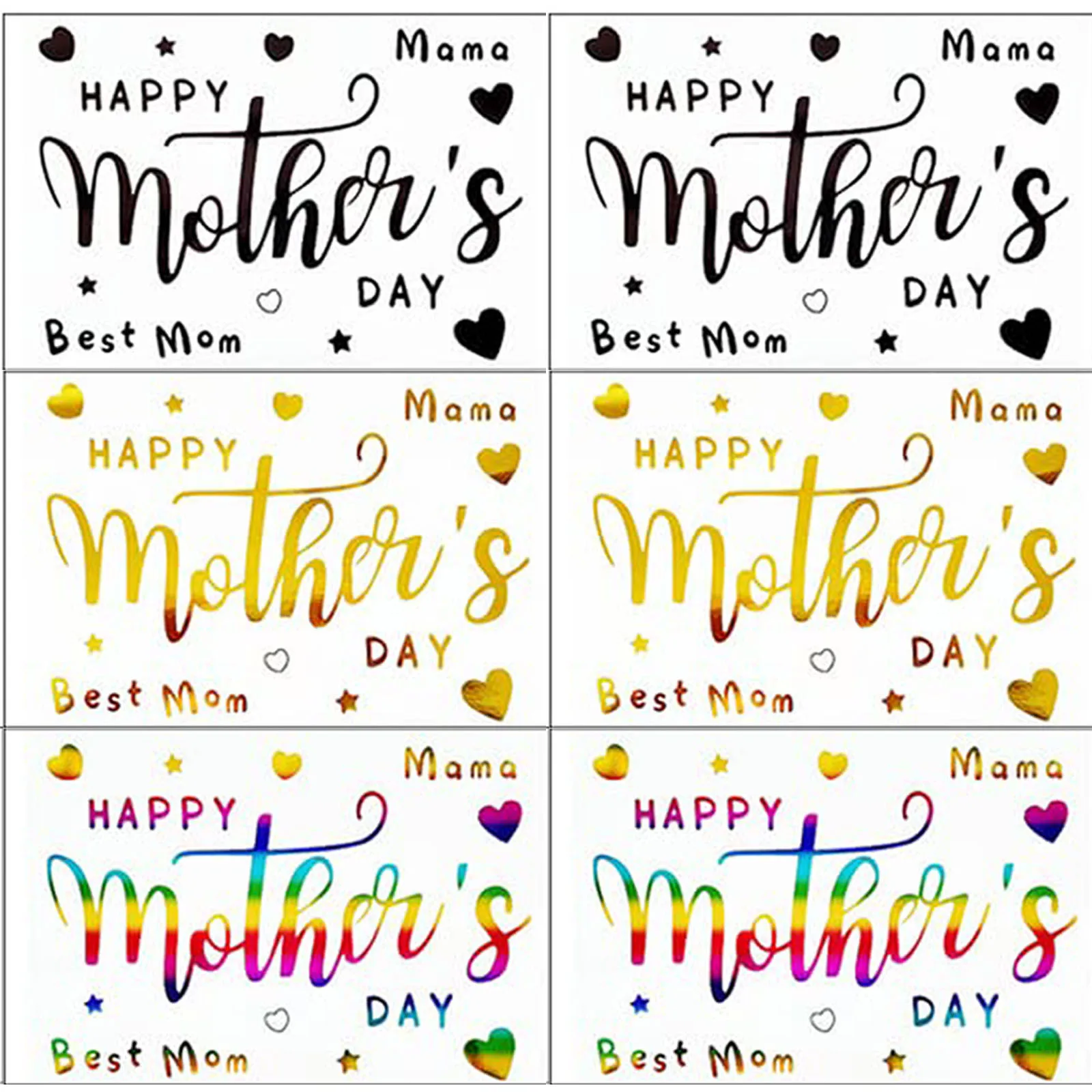 6pcs Mother\'s Day decorations Happy father Balloon Stickers Gold Black DIY ballons stickers Mother Birthday Party Decoration