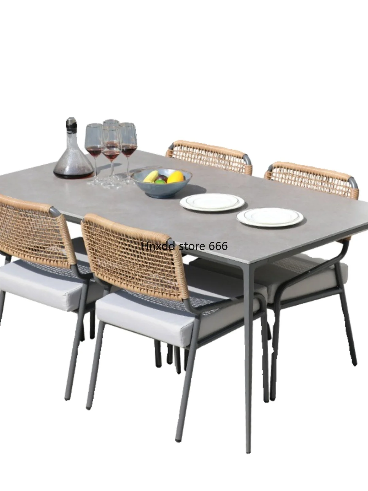 

Outdoor leisure rock slab dining table and chairs