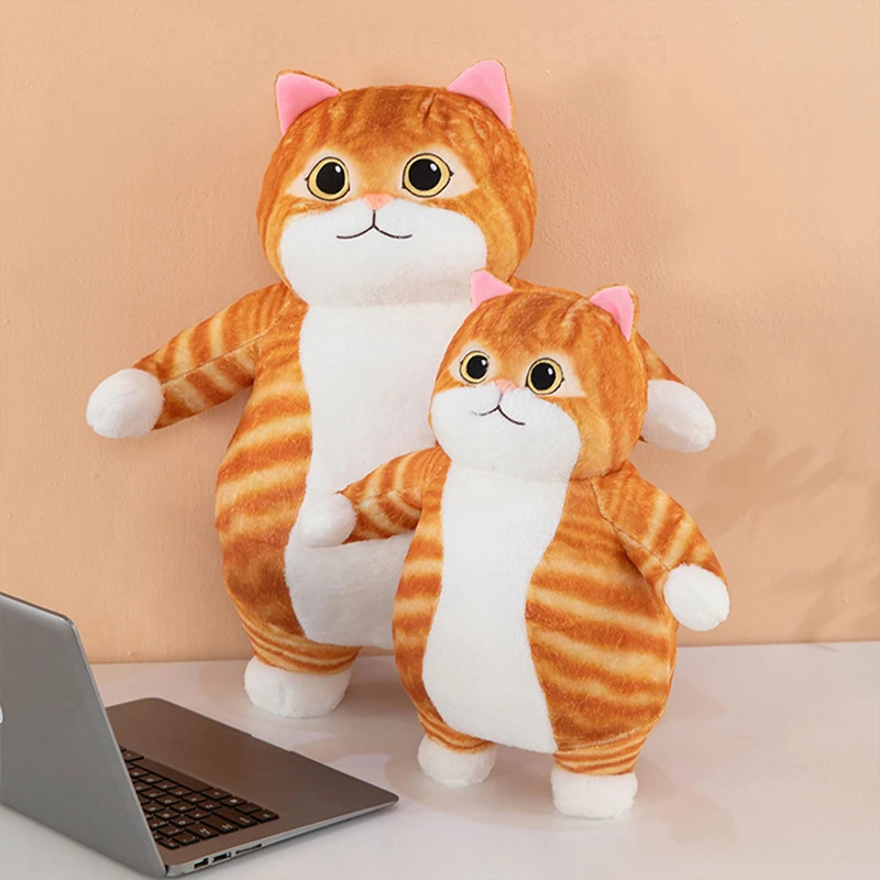 

Kawaii оранжевый кот, плюшевая игрушка, мягкая кукла, большая толстая приятная подушка для детей, подарок на день рождения, Рождество, милая игрушка-компаньон для девочек
