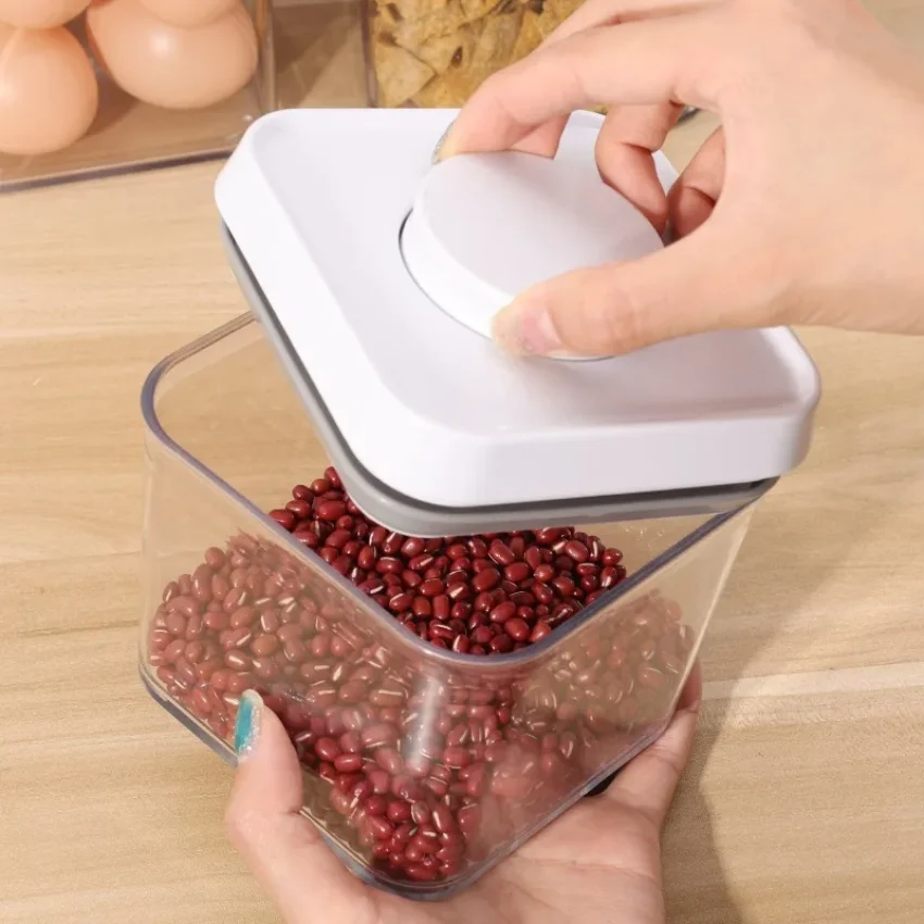 Large Capacity Food Storage Container Push Button Seal Locks Moisture Proof Fresh Keeping Multi Purpose Grain Coffee Tea Pantry