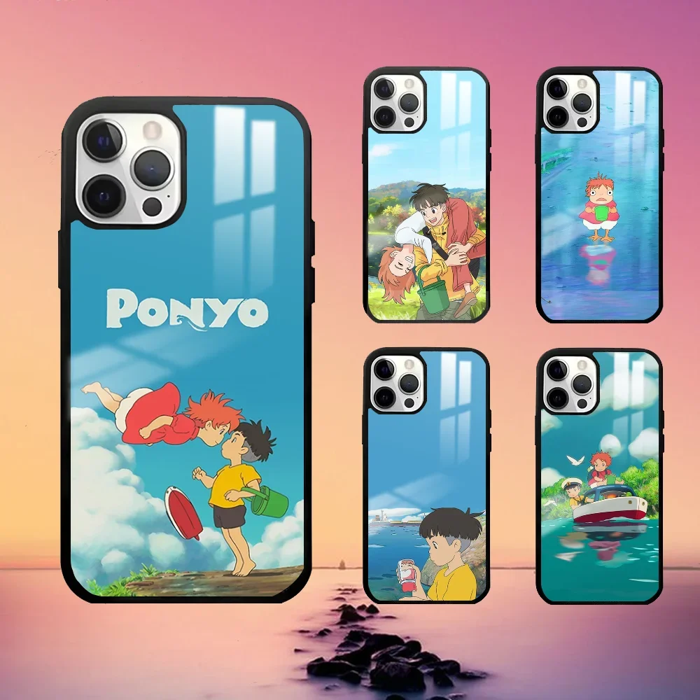 Anime P-Ponyo op de CliffS Telefoon Case Voor iPhone 16 15 14 13 12 11 Pro Max Plus mini Mode Hoge Kwaliteit spiegel telefoon case