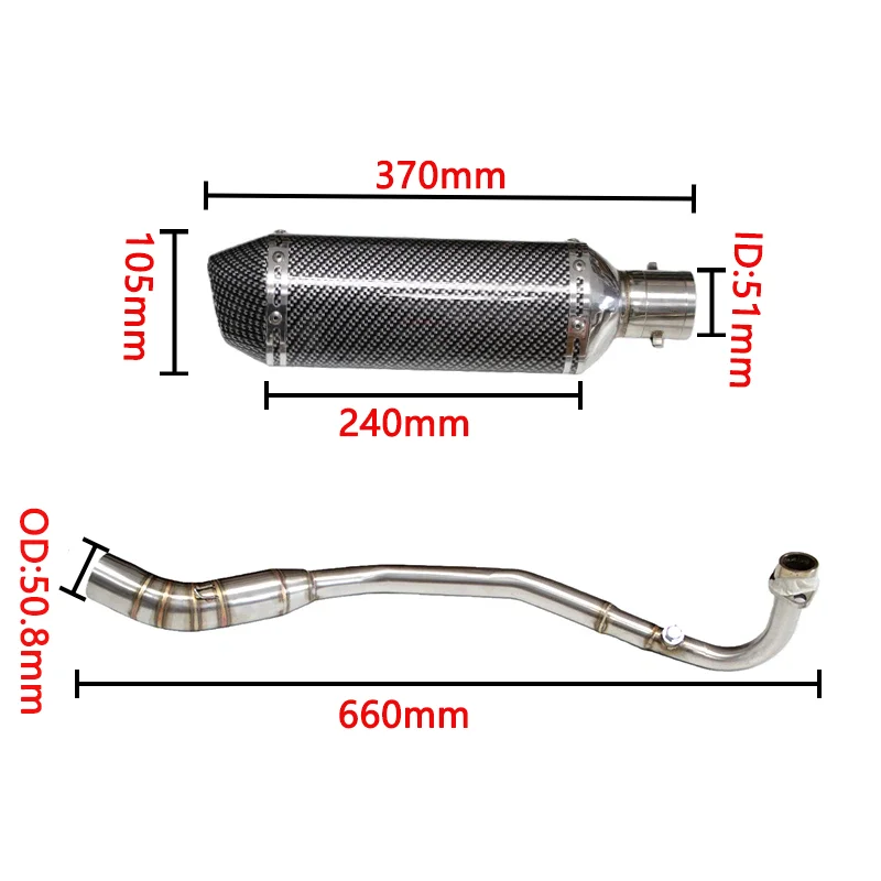 Motorcycle Full Stainless Steel Exhaust Pipe 51mm With Db Killer For Kawasaki Z125 2013-2018 And Z125 Pro 2019-2021 view 2
