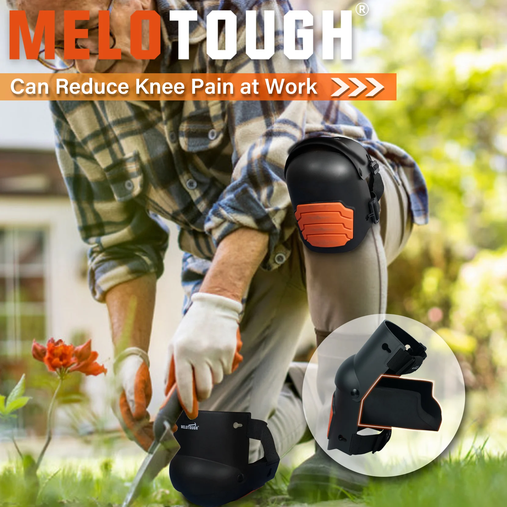 Joelheiras MELOTOUGH para trabalho, construção, piso, jardinagem - confortáveis e flexíveis