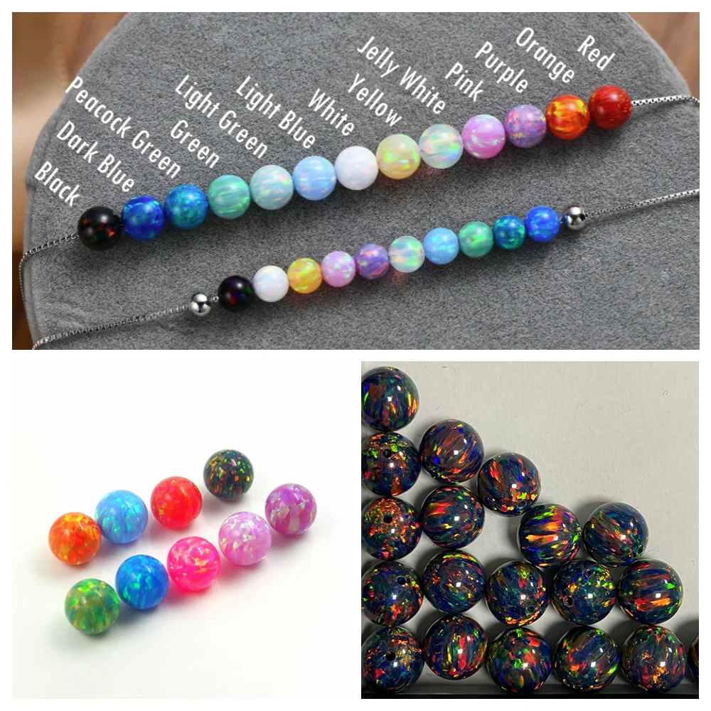 

Meisidian 20 Piece Lab Created 4mm 6mm 8mm10mm Full Drilled Hole Loose Stone Black Opal Beads Pirce Per Grams