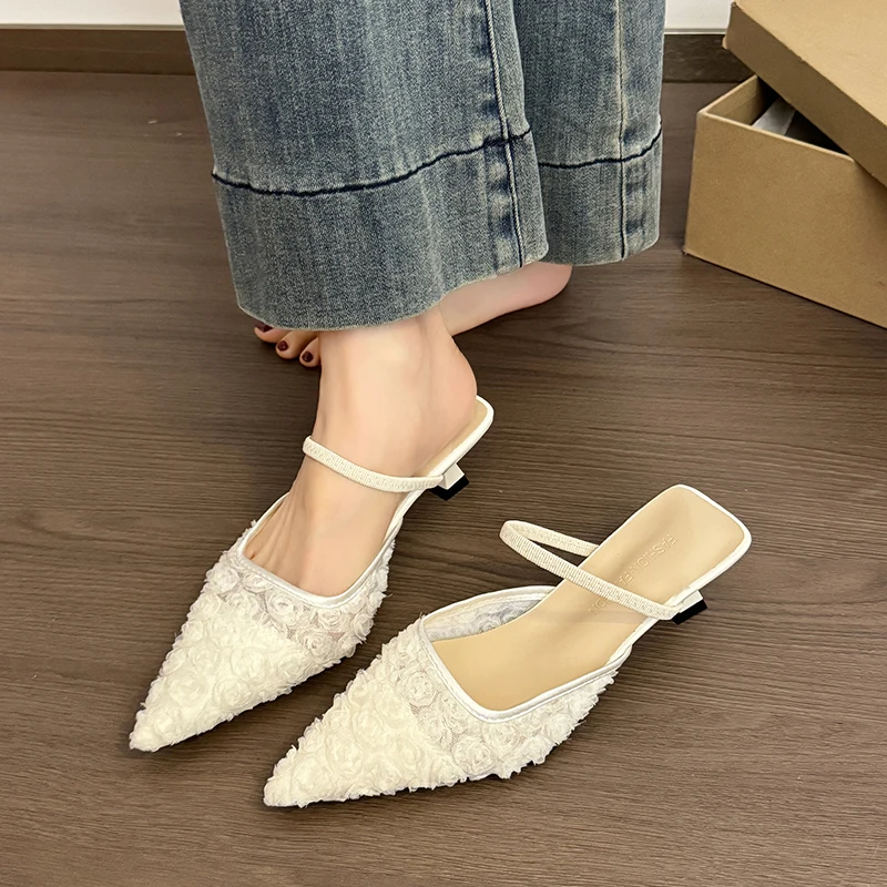 

*Summer New Pointed Thin Heel Comfortable Casual Slippers Fashionable Sexy Banquet Hot Selling High Heels Slippers for Women