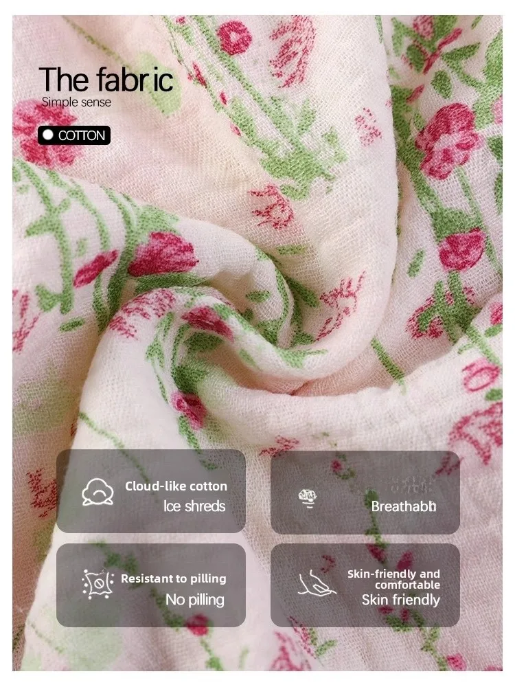 

Cloud Cotton ort Sve Sp Dr Women's Sweet Floral Print V-Ne Dstring Loose Fit Mid-Length Casual Home Wear