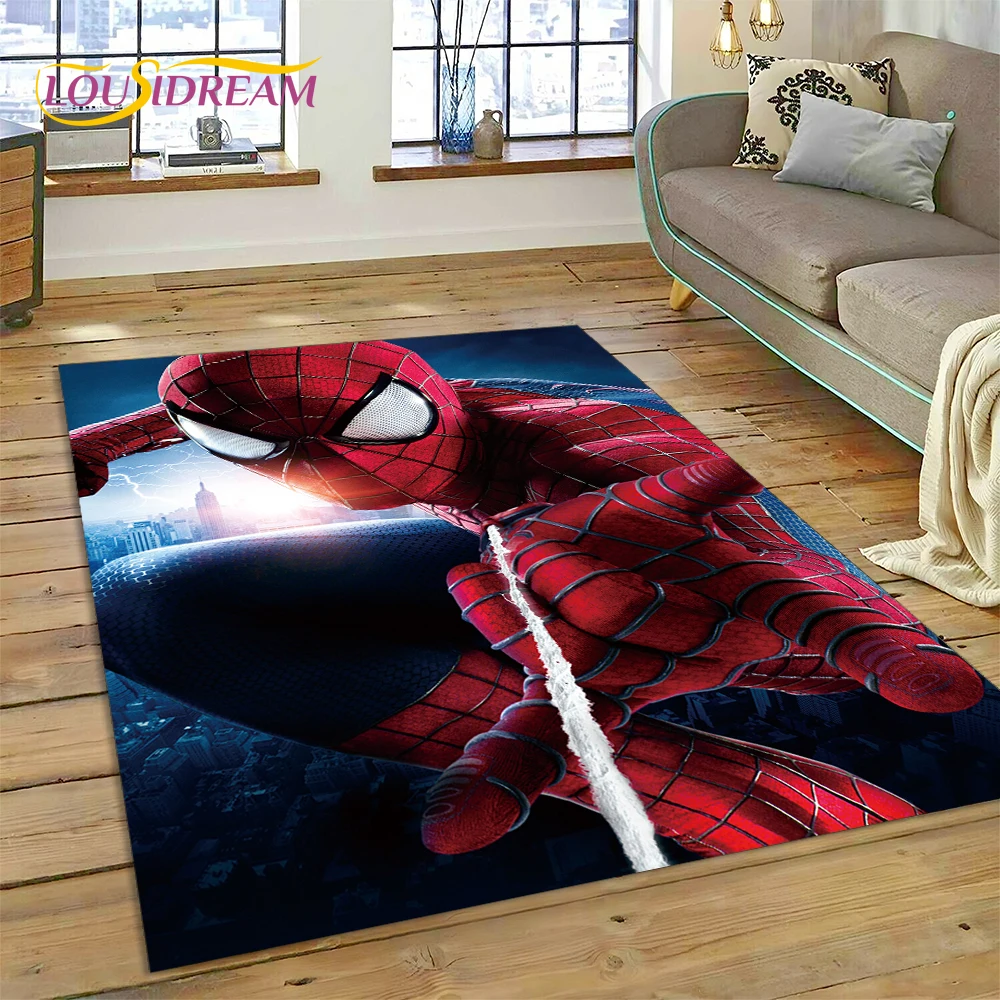 Smile Hero-Tapis de dessin animé Marvel Avengers, Spider Man, Lea pour chambre à coucher, salon, décoration de canapé à la maison, grand décor pour