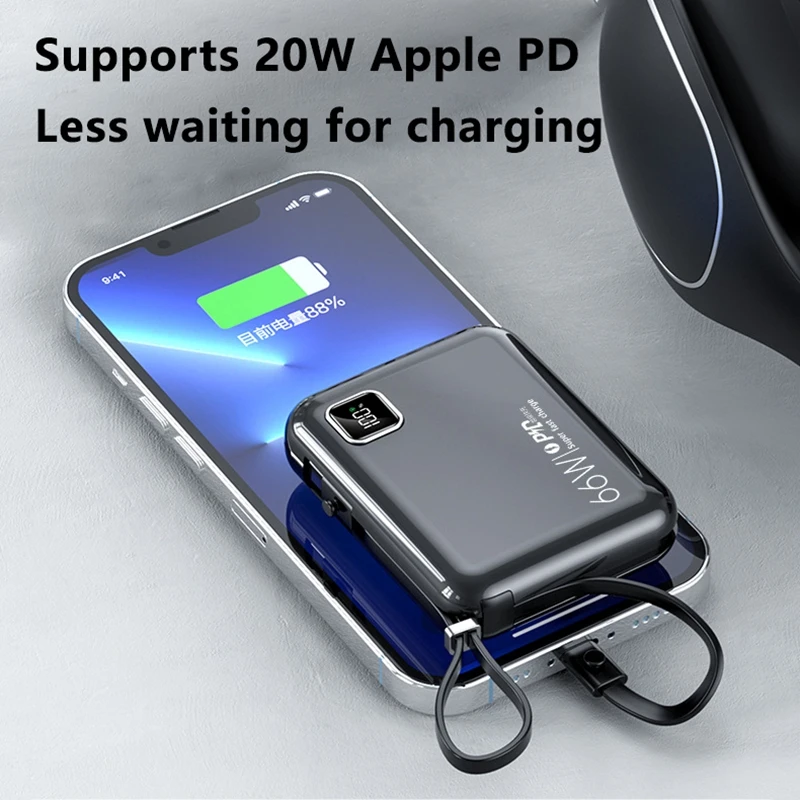 بنك طاقة OnePlus 50000mAh 66W فائق السرعة للشحن بسعة كبيرة يأتي مع بنك طاقة قابل للفصل بسلكين لهاتف IPhone Samsung #6