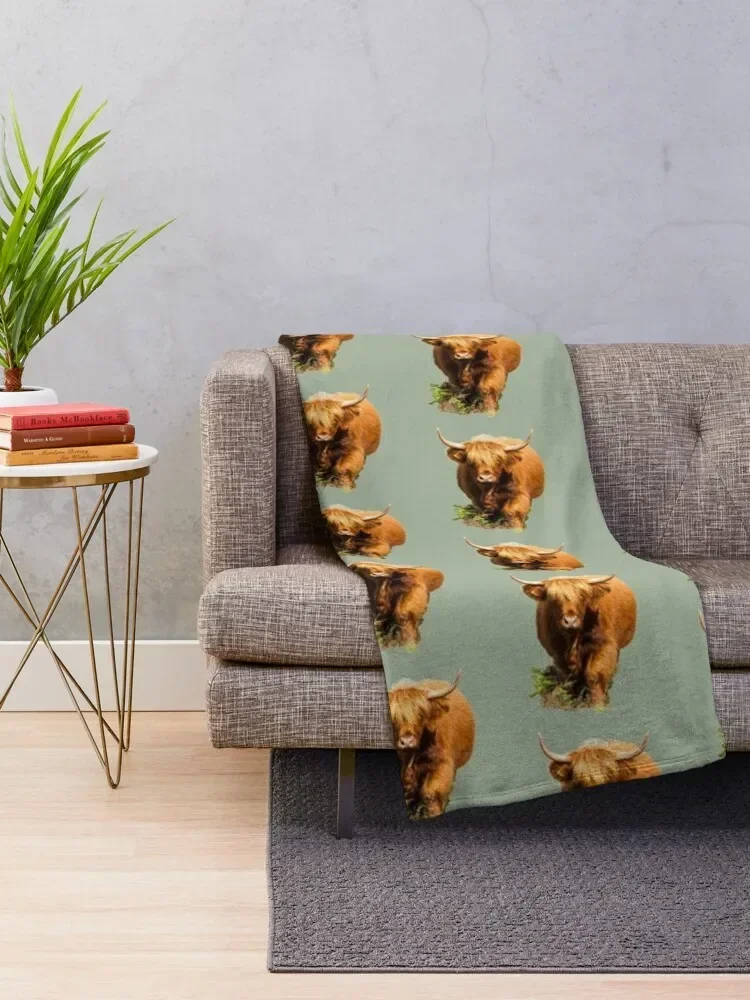 Strolling Highland Cow Throw Blanket Multi-Purpose Cute Bed Blankets