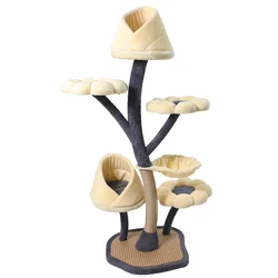 163cm 64.17 pollici Blossom Large Cat Tree Tower arrampicata animali domestici forniture tiragraffi per fiori in legno