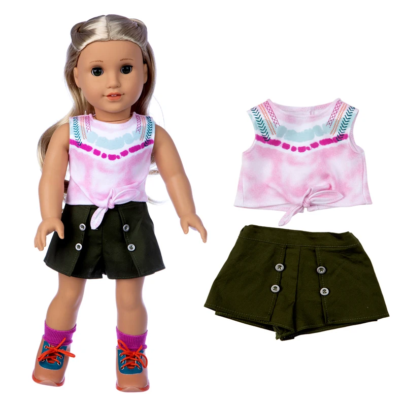 18 Inch American Og Girls Doll Clothes Shirt Fashion Short Pants Baby Doll Outfits Children Girl Xmas Gifts