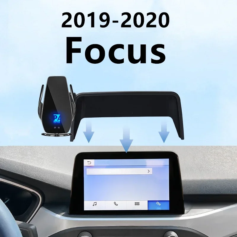 

For 2019-2022 Ford Focus Car Screen Phone Holder Wireless Charger Navigation Modification Interior 8/12.3 Inch Size