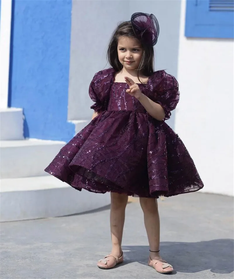 Vestido hecho a mano para niñas de 1 a 14 años, vestidos de tutú, vino, satén, Organza, fiesta de cumpleaños, regalo de Navidad, primera comunión