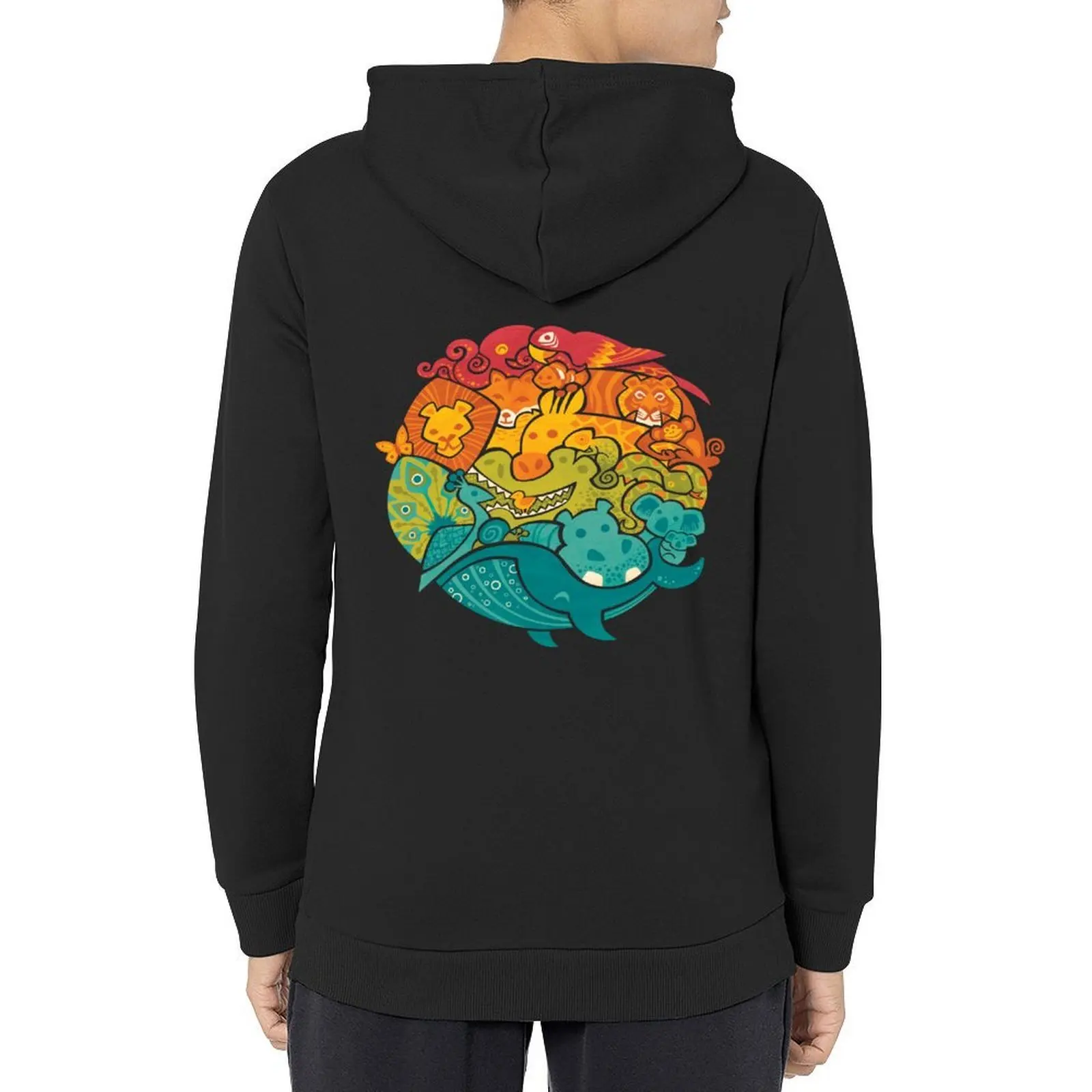 

Animal Rainbow - cream Hoodie autumn mens clothes japanese style anime clothing hoodie man