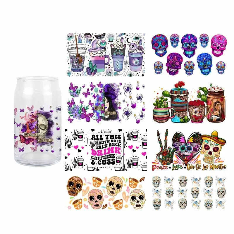 DIY Skull UV DTF Transfer Sticker Fashion Cool For Wraps Cup Hot Sale Decals Waterproof Adhesive 3D