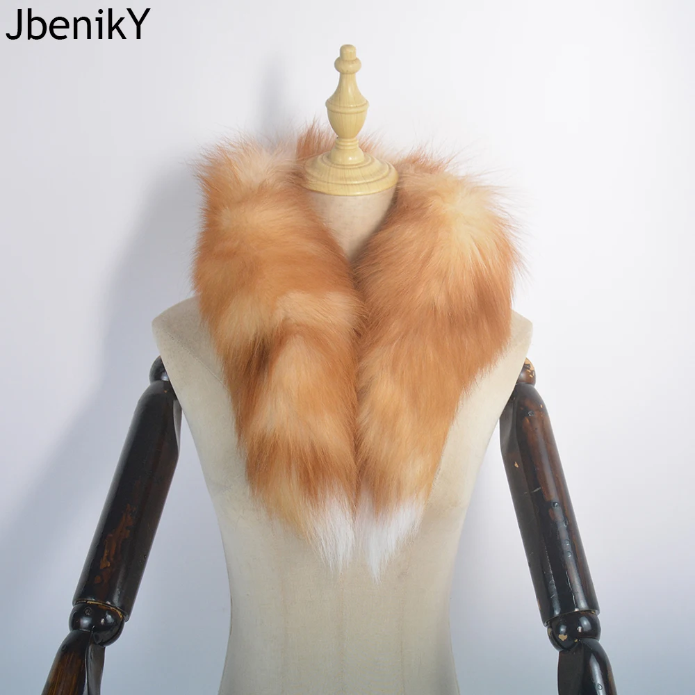 

Genuine natural fox fur scarf furry classic Drawstring fox tail Winter Women Men Natural Fur Collar Neck Warmer fur collar 90 cm